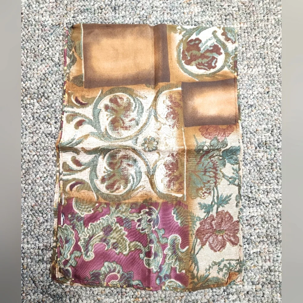 Bloomingdale's Floral Tapestry Pattern Silk Oblong Scarf
